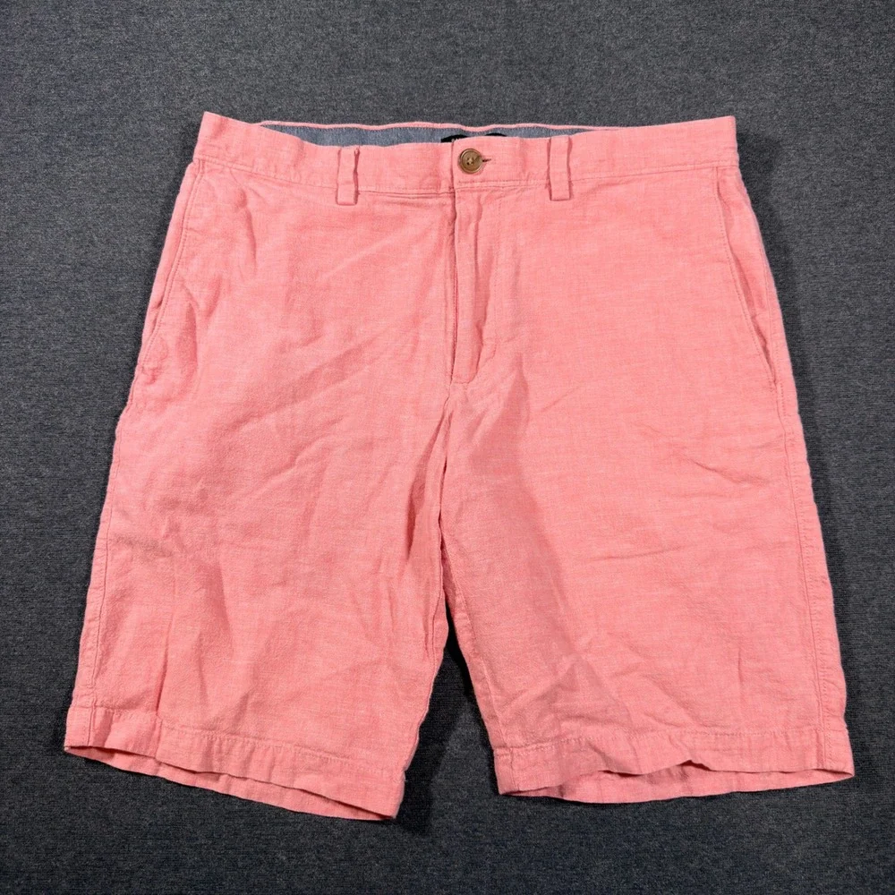 Banana Republic Shorts Men 33 Pink Linen Flat Front Casual Summer 10